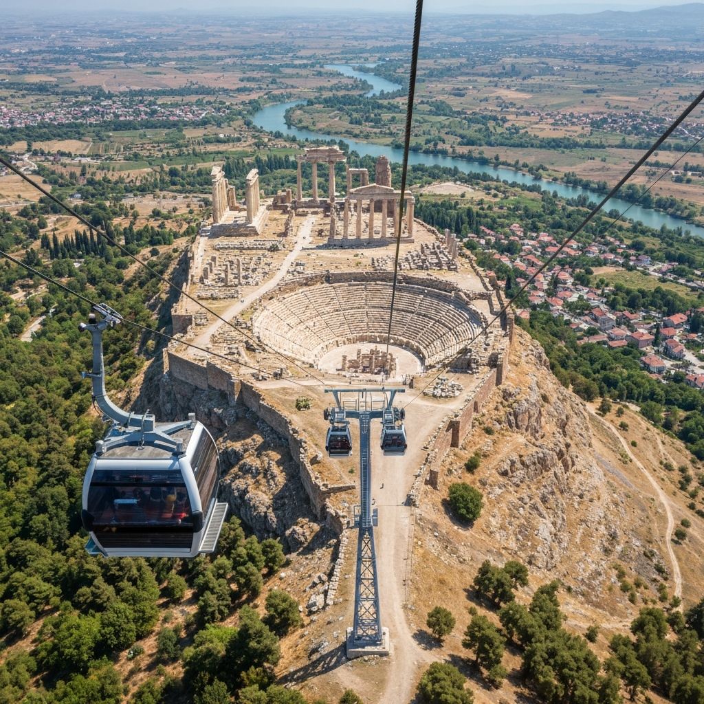 Cable car ascending to Pergamon Acropolis